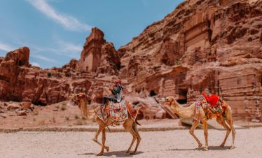 Man with Camels at Petra in Jordan